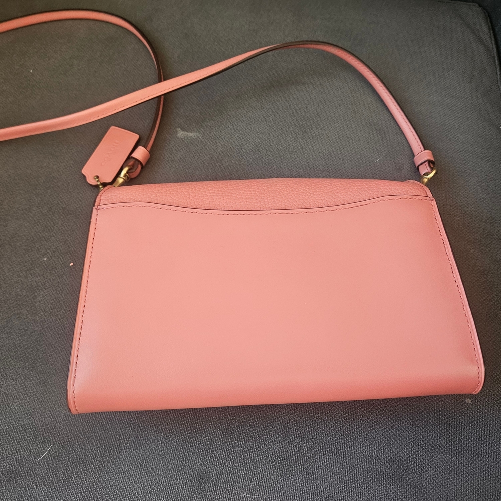 Coach Tabby Clutch Brass Rouge Taffy Pink Leather C0869 - Picture 4 of 7